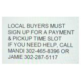 Local Payment & Pickup By Appointment. Ltd Parking