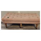 Pink Tufted Top Bench Seat On Casters