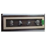Shadow Box Framed Miniature Medieval Helmets.