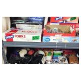 2 Shelves Of Plastic Cutlery, Parchment Paper,