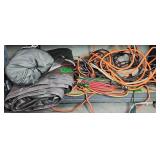 Extension Cords, 10x12' Tarp, Car Cover. In