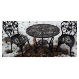 Cast Aluminum Bistro Table, Chairs. Grape Motif.