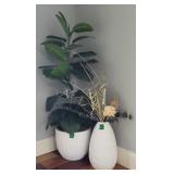 2 Decorator White Ceramic Planters