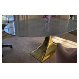 Designer Oval Marble Top Gold Base Table