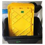 3 Black & Yellow 22 Gallon Totes With Lids