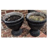 2 Fiberglass Urn Planters 17x20'. Outside, Right