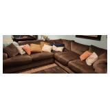 Brown Cindy Crawford Home Sectional Couch 117x117'