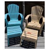 Vinyl Lounge Chairs With Ottomans, Metal Lighted