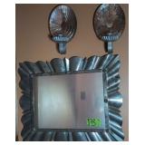Tin Mirror And Sconces