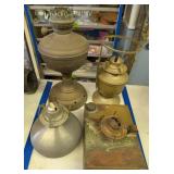 Oil Lamps, Gimbaled Etc. Inside Garage.