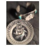 Native American Indian Turquoise Silver Tone Cuff