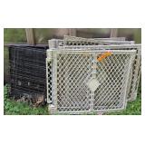 Pet Gates, Pet Carrier. Outside Backyard Behind