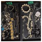 2 Trays Costume Jewelry. Necklaces, Calvary