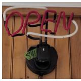 Neon Open Sign. Inside Enclosed Porch