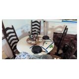 42' Table & 4 Rush Seat Ladder Back Chairs. Cat