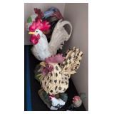 Rooster Figurines. Ceramic, Resin. Up To 15' Tall
