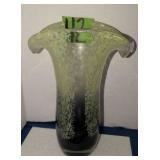 Green, Cobalt Art Glass Vase W Pontil Bottom