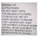 Do Not Register To Bid Last Minute. We Vet All