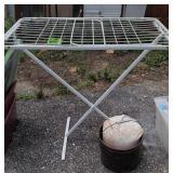 Folding Wire Drying Rack, Bucket Of Sand Etc.