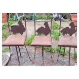 3 Rooster Swivel Bar Stools With Hairpin Style