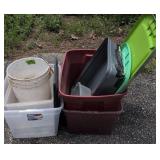 Plastic Storage Totes, Bucket Of Square Head