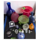 Colored Glass Vases, Violin Bottle, Art Glass