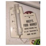 Wiley's Food Market Advertising Rain Gauge