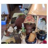 Decorative Items. Pottery Covered Jar, Table