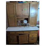 Hoosier Cabinet, Hoosier Jars Etc. Items On Top