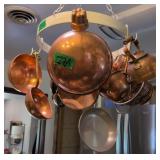 Copper Mixing Bowls, Skillet, Colander, Teapot,