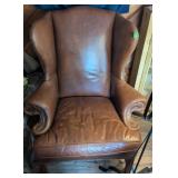 Leather Wingback Scroll Arm Chair 40' Wide, 23'