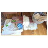 Rustic Primitive Small Bench, Table Linens,