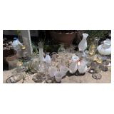 Oil Lamps. Milk Glass Currier & Ives, Chimneys,