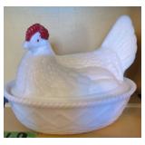 Milk Glass Hen On Nest