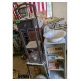 Light Blue Painted Wooden Shelf, Vintage Monopoly