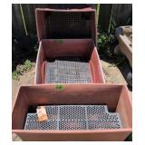 Orange Vinyl Planters. Outside Backyard
