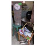 Decorative Clock Wooden Organizer, Brass Horn,