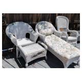 Wicker Furniture. Armchair With Ottoman, Rocking