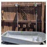 Galvanized Tub, Tiki Torch Lanterns. Outside