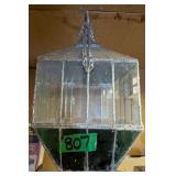Hanging Slag Glass Lantern. 12' Tall. 8.5' Wide.