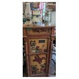 Teddy Bear Paint Decorated Cabinet, Lantern, Oil