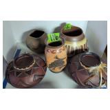 5 Pottery/ceramic Vessels. Hanging Planter, Frog