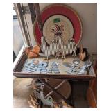 Rooster Decorated Serving Tray, Folding Tray