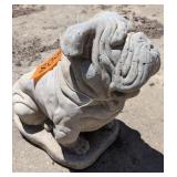 Concrete Bulldog Garden Ornament. Outside