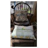 Windsor Armchair, Floor Lamp, Wicker Ottoman,