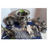 Silver Plate. Champagne Ice Bucket, Gravy Boat,