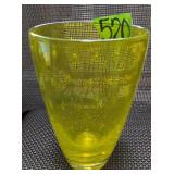 Yellow-controlled Bubble Art Glass Vase. Inside