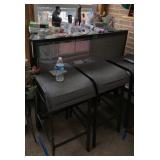 Patio Bar, 3 Stools, Fisherman Figurines, Shot