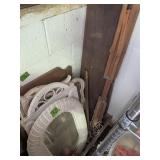 Ironing Board, Drying Rack, Wicker Wall Mirror,