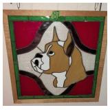 Stained Glass Boxer Dog Left Profile Suncatcher